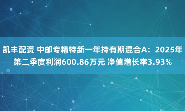 凯丰配资 中邮专精特新一年持有期混合A：2025年第二季度利润600.86万元 净值增长率3.93%