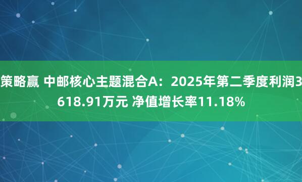策略赢 中邮核心主题混合A：2025年第二季度利润3618.91万元 净值增长率11.18%