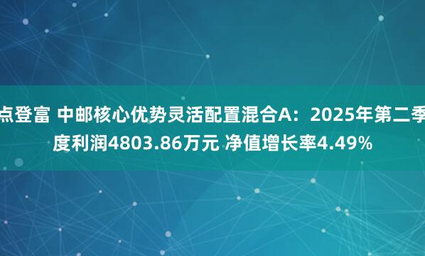 点登富 中邮核心优势灵活配置混合A：2025年第二季度利润4803.86万元 净值增长率4.49%